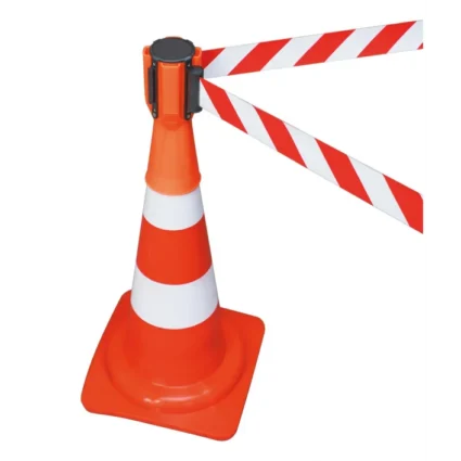 SANGLE SUR CONE RETRACTABLE ROUGE/BLANC 5M
