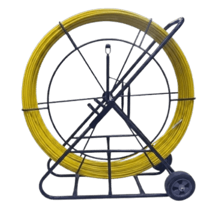 Aiguille tire-fils professionnelle en fibre de verre 11 mm x 200 m avec dévidoir B-Z pour le tirage de câbles électriques, télécoms et fibre optique.