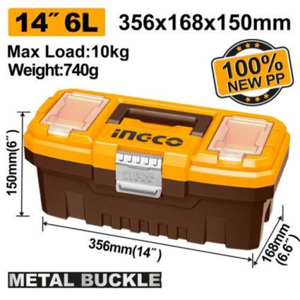 BOITE A OUTILS PVC CHARNIERES METAL 14" REF:PBX1402 INGCO INGCO Maroc