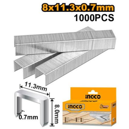 BOITE AGRAFES 1000 PCS 8mm*0.7mm (HSG1403) REF:STS0108 INGCO INGCO Maroc