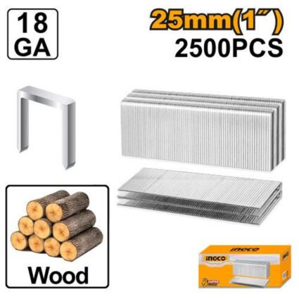 BOITE AGRAFES 25mm 2500 PCS POUR AGRAFEUSE PNEUMATIQUE REF: AST18251 INGCO INGCO Maroc
