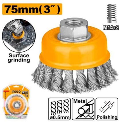 BROSSE METALLIQUE TORSADEE 75mm REF: WB20751 INGCO INGCO Maroc