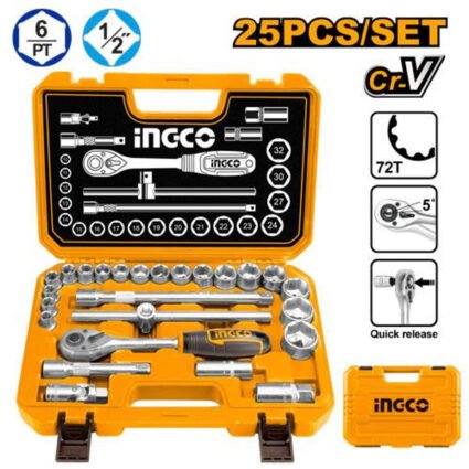 COFFRET DOUILLES 1/2 DE 25 PCS REF:HKTS12251 INGCO INGCO Maroc