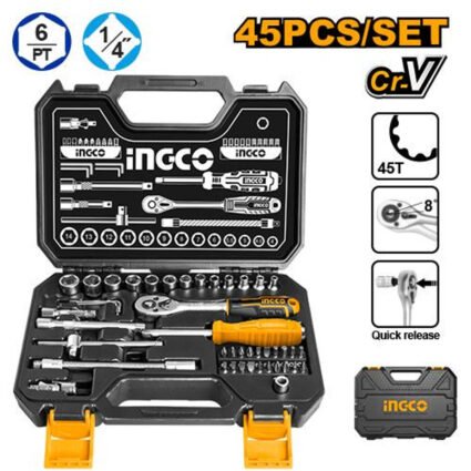 COFFRET DOUILLES 1/4 DE 45 PIECES REF: HKTS14451 INGCO INGCO Maroc