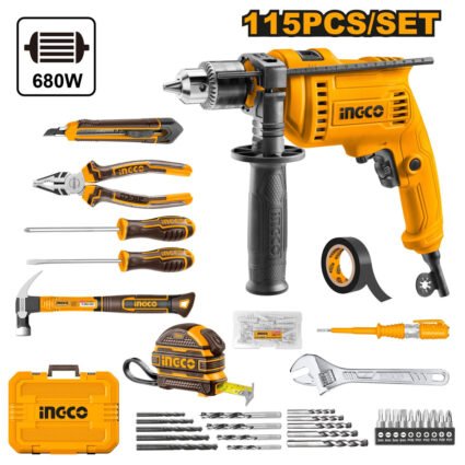 COFFRET PERCEUSE 13MM 680W 115PCS REF: HKTHP11151 INGCO INGCO Maroc