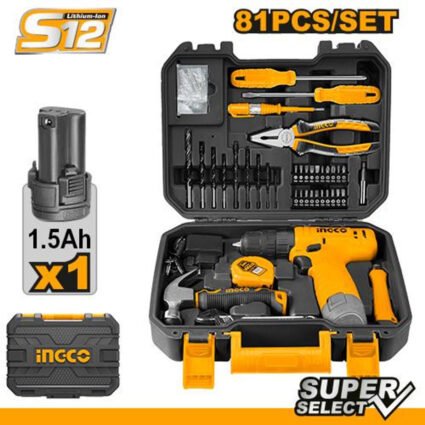 COFFRET VISSEUSE 12V+81pcs OUTILS/ACCESSOIRES REF: HKTHP10811 INGCO INGCO Maroc