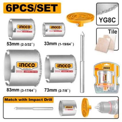 JEU 6 PCS SCIES-CLOCHES REF:HSB4061 INGCO INGCO Maroc