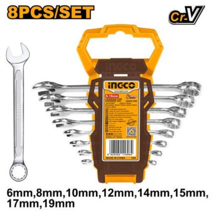 JEU CLES MIXTES 8 PCS 6-8-10-12-14-15-17-19mm REF: HKSPA1088 INGCO INGCO Maroc