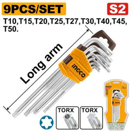 JEU CLES TORX T10-T50 9 PCS REF: HHK13091 INGCO INGCO Maroc