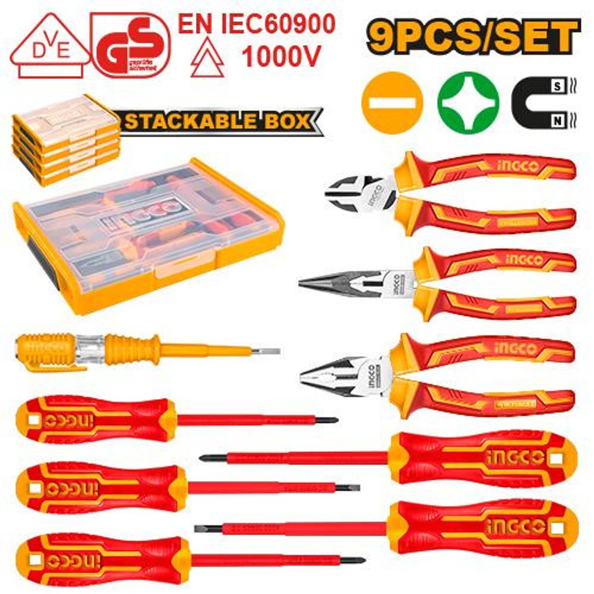 Jeu D'Outils A Main Isoles 9 Pcs Ref: Hktv01H091 Ingco 1 Jeu D'Outils A Main Isoles 9 Pcs Ref: Hktv01H091 Ingco Ingco Maroc