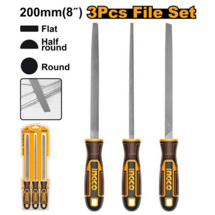 JEU LIMES 200mm EN ACIER 3 PCS REF: HKTFS1308 INGCO INGCO Maroc