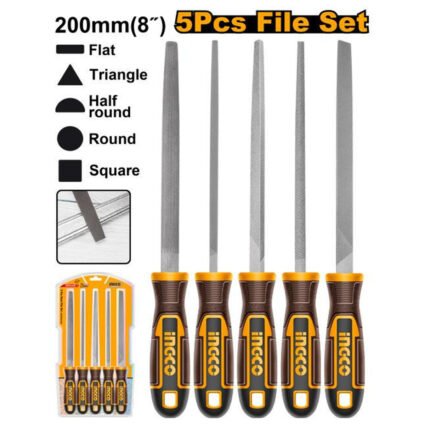 JEU LIMES 200mm EN ACIER 5 PCS REF: HKTFS0508 INGCO INGCO Maroc