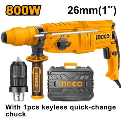 MARTEAU PERFORATEUR 800W 26mm+MANDRIN REF: RGH9028-2 INGCO INGCO Maroc