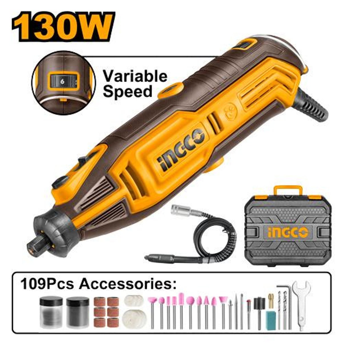Mini Perceuse +109 Accessoires En Coffret 130W Ref:mg13328 Ingco 1 Mini Perceuse +109 Accessoires En Coffret 130W Ref:mg13328 Ingco Ingco Maroc