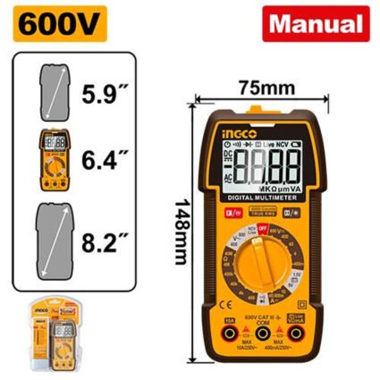 MULTIMETRE DIGITAL LCD CAT.III 600V AC/DC REF:DM36002 INGCO INGCO Maroc
