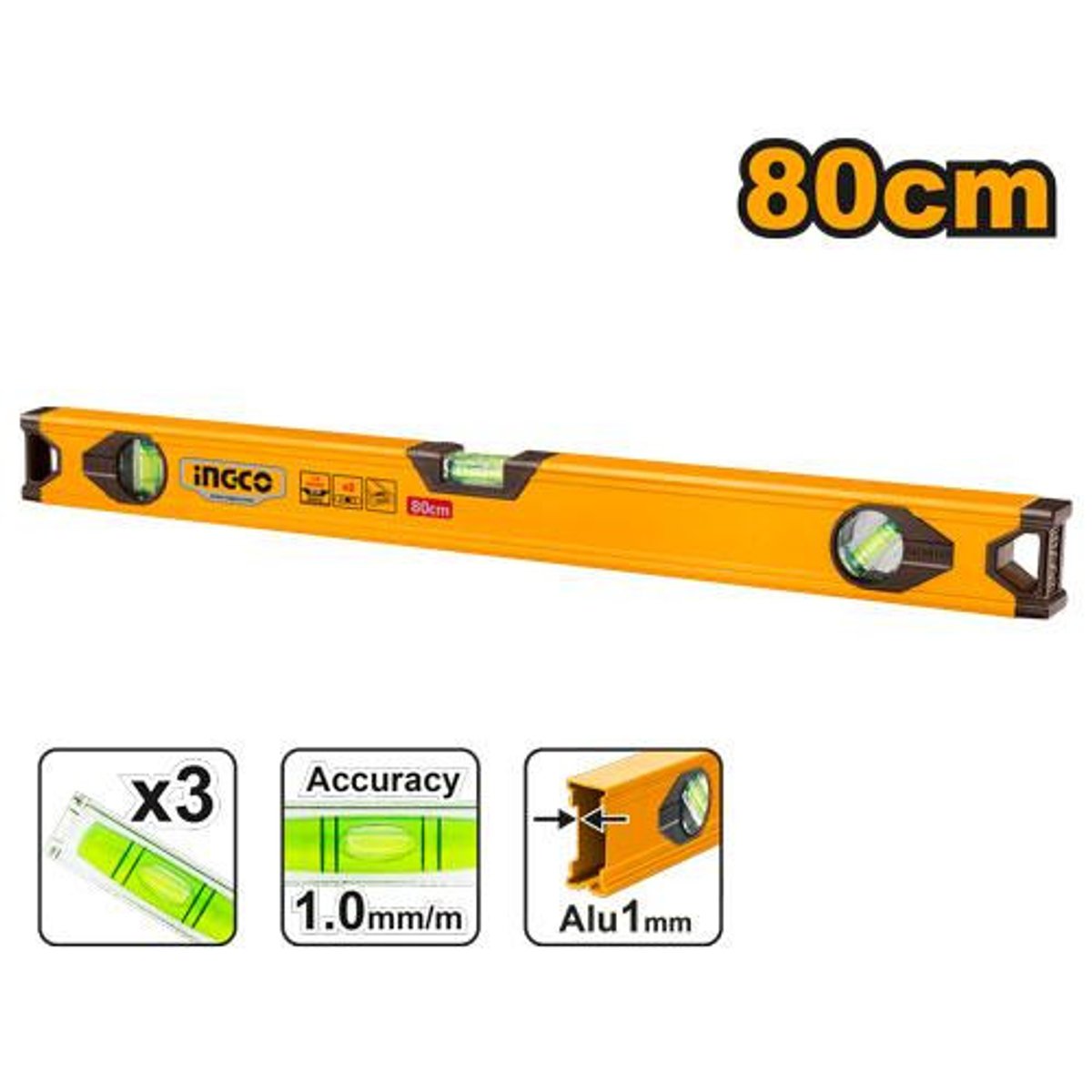 Niveau A Bulle Aluminium 800Mm Ref: Hsl18080 Ingco 1 Niveau A Bulle Aluminium 800Mm Ref: Hsl18080 Ingco Ingco Maroc
