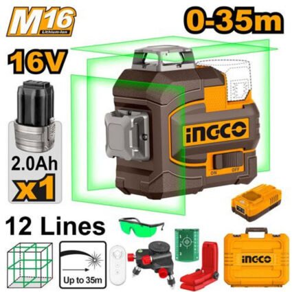 NIVEAU LASER 3D A BATTERIE 16V 0-35mm REF:HLL301201 INGCO INGCO Maroc