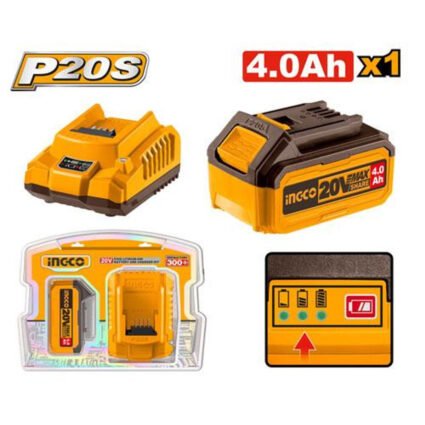 PACK 1 BATTERIE 20V 4AH+1CHARGEUR RAPIDE SI REF:FBCPK1214 INGCO INGCO Maroc