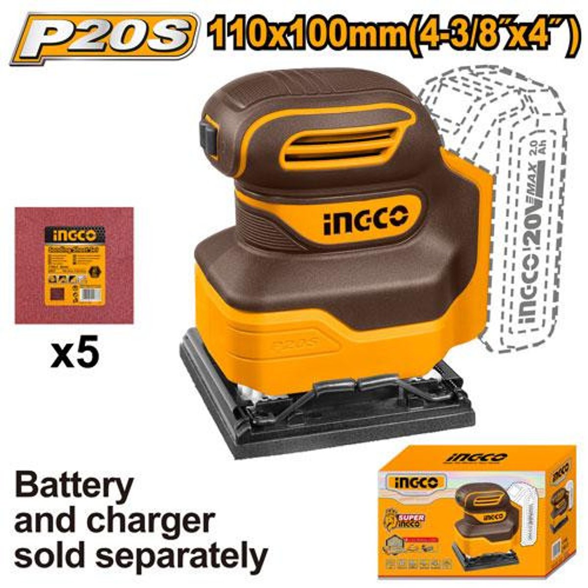 Ponceuse Vibrante 20V Sans Batterie 110Mm Plateau Carree Ref:cshsli2014 Ingco 1 Ponceuse Vibrante 20V Sans Batterie 110Mm Plateau Carree Ref:cshsli2014 Ingco Ingco Maroc
